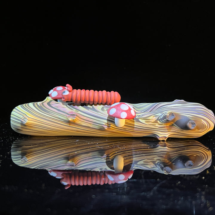 Woodgrain Mushroom and Caterpillar Steam Roller Glass Pipe Wazoo Glass   
