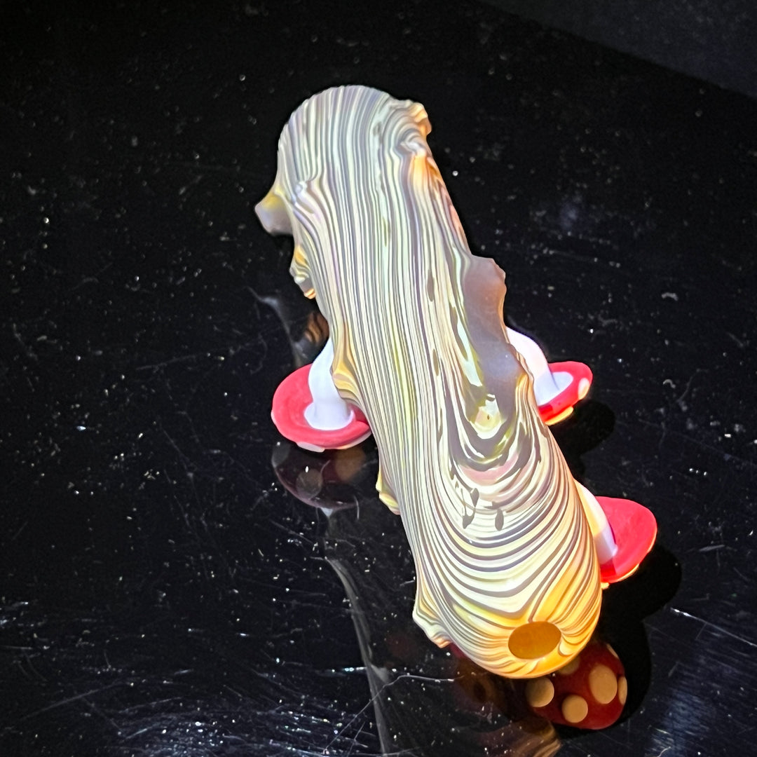 Woodgrain Mushroom and Caterpillar Steam Roller Glass Pipe Wazoo Glass   