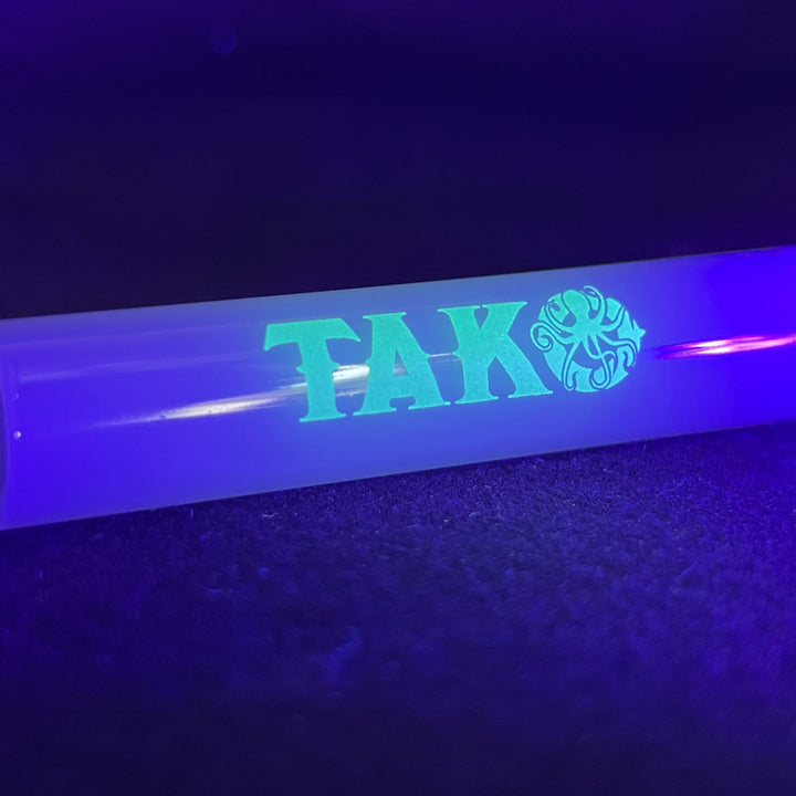 14mm Milky Green Tako Logo Downstem Accessory Tako Glass Glow In the Dark 3"