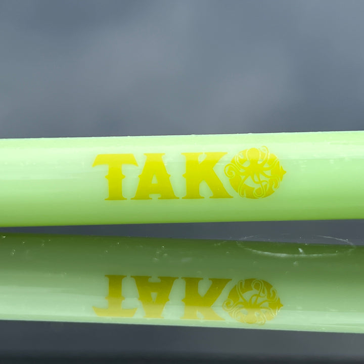 14mm Mint Green Tako Logo Downstem Accessory Tako Glass Yellow 3"