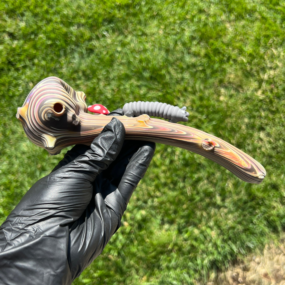 Wood Grain Caterpillar Gandalf Pipe Glass Pipe Wazoo Glass   