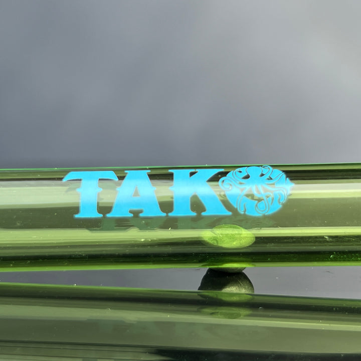 14mm Lime Green Tako Logo Downstem Accessory Tako Glass Blue 3"