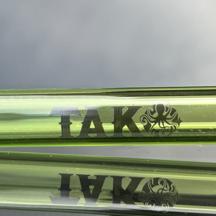 14mm Lime Green Tako Logo Downstem Accessory Tako Glass Black 3"