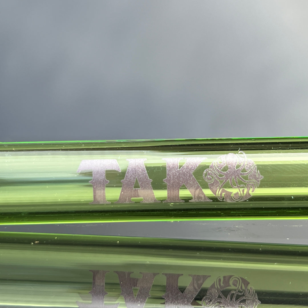14mm Lime Green Tako Logo Downstem Accessory Tako Glass Purple 3"