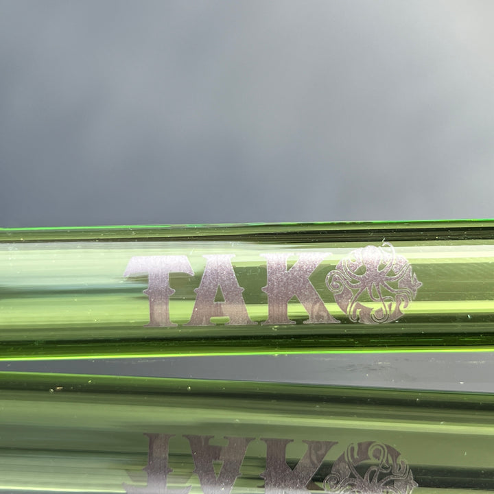 14mm Lime Green Tako Logo Downstem Accessory Tako Glass Purple 3"