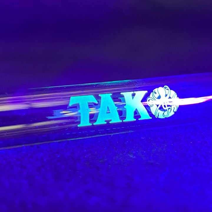 14mm Lime Green Tako Logo Downstem Accessory Tako Glass Glow In the Dark 3"
