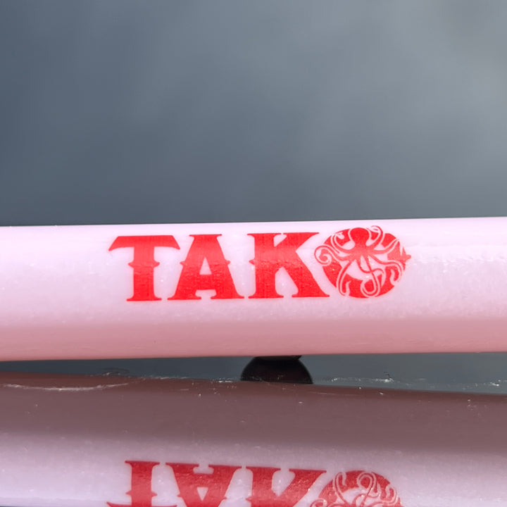 14mm Milky Pink Tako Logo Downstem Accessory Tako Glass Red 3"