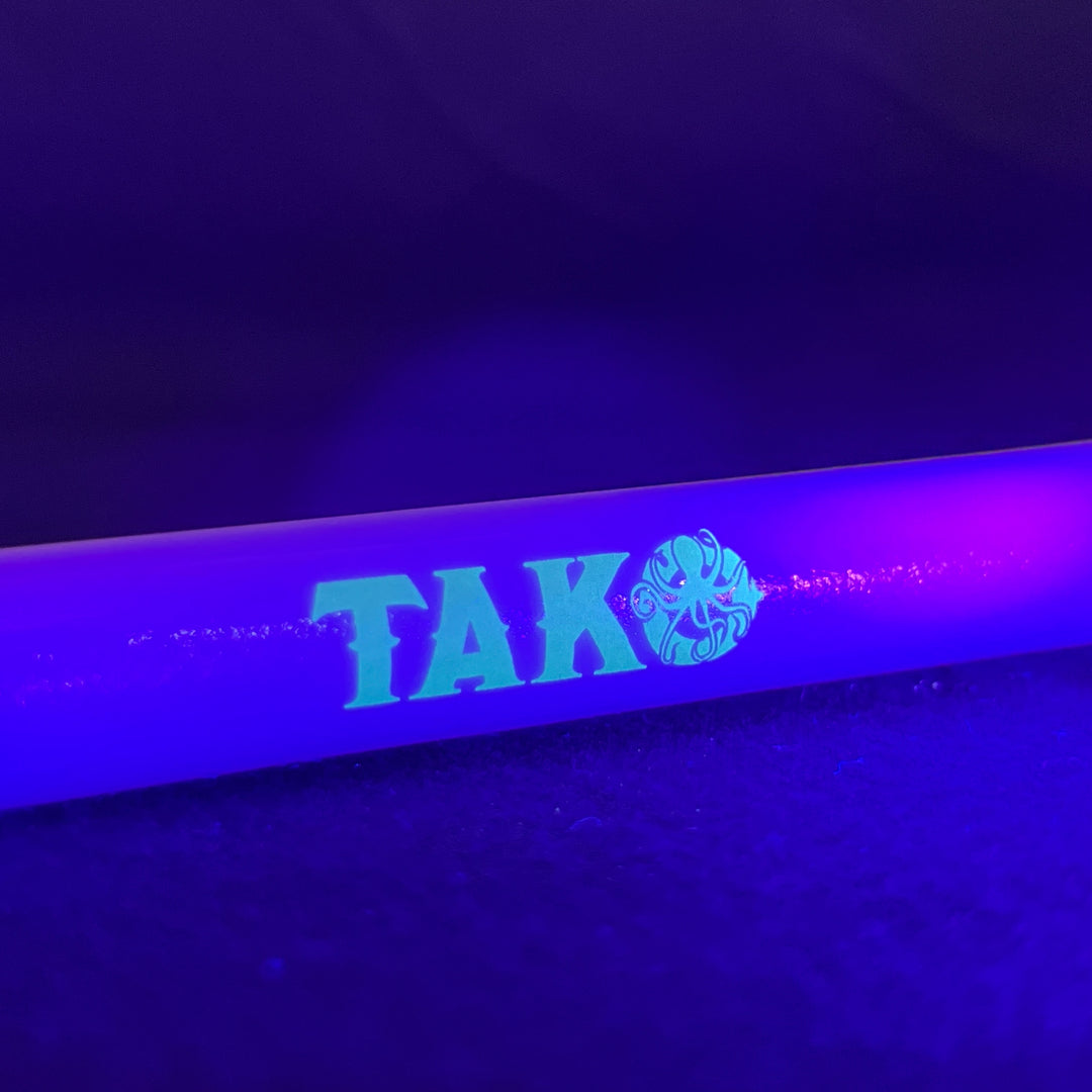 14mm Milky Pink Tako Logo Downstem Accessory Tako Glass Glow In the Dark 3"