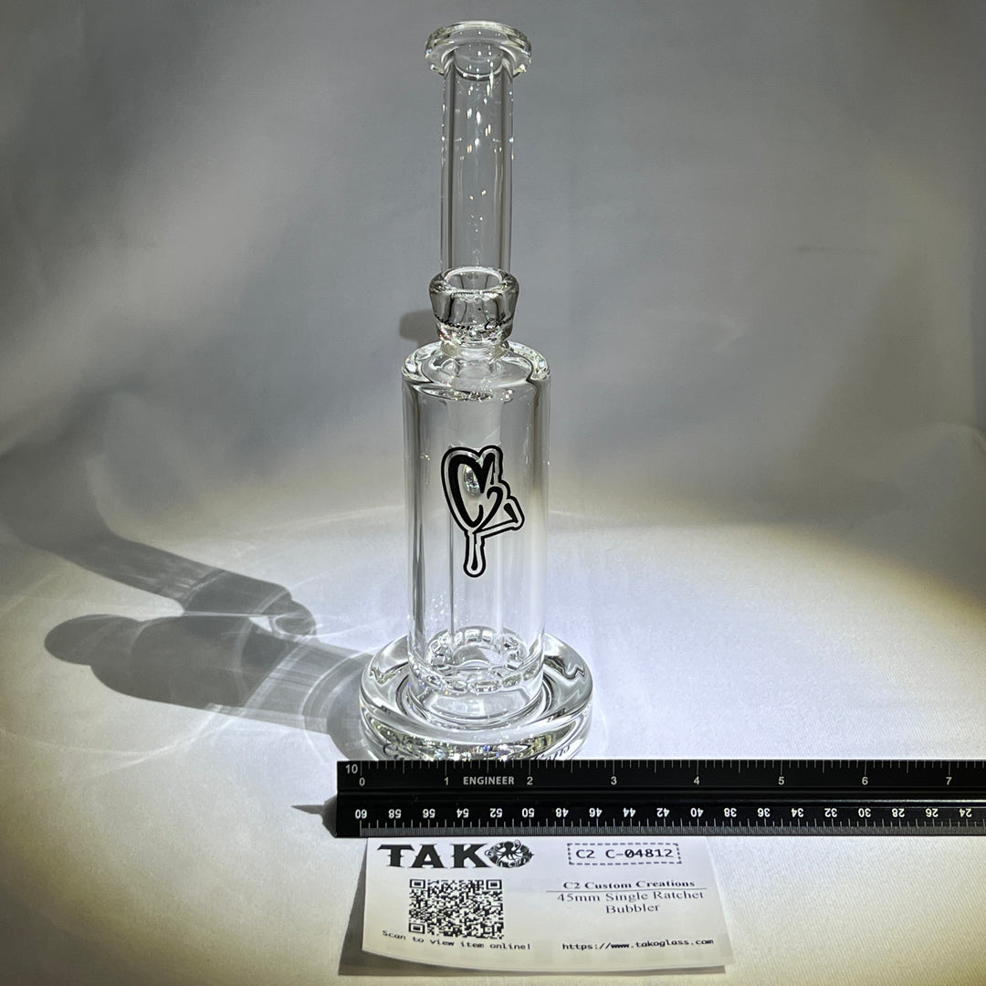 45mm Single Ratchet Bubbler Glass Pipe C2 Custom Creations   