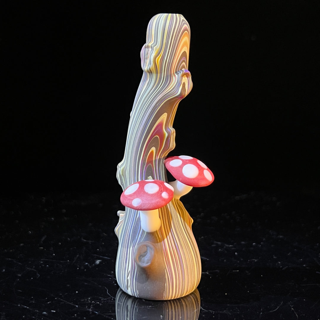 Woodgrain Mushroom Chillum Glass Pipe Wazoo Glass   