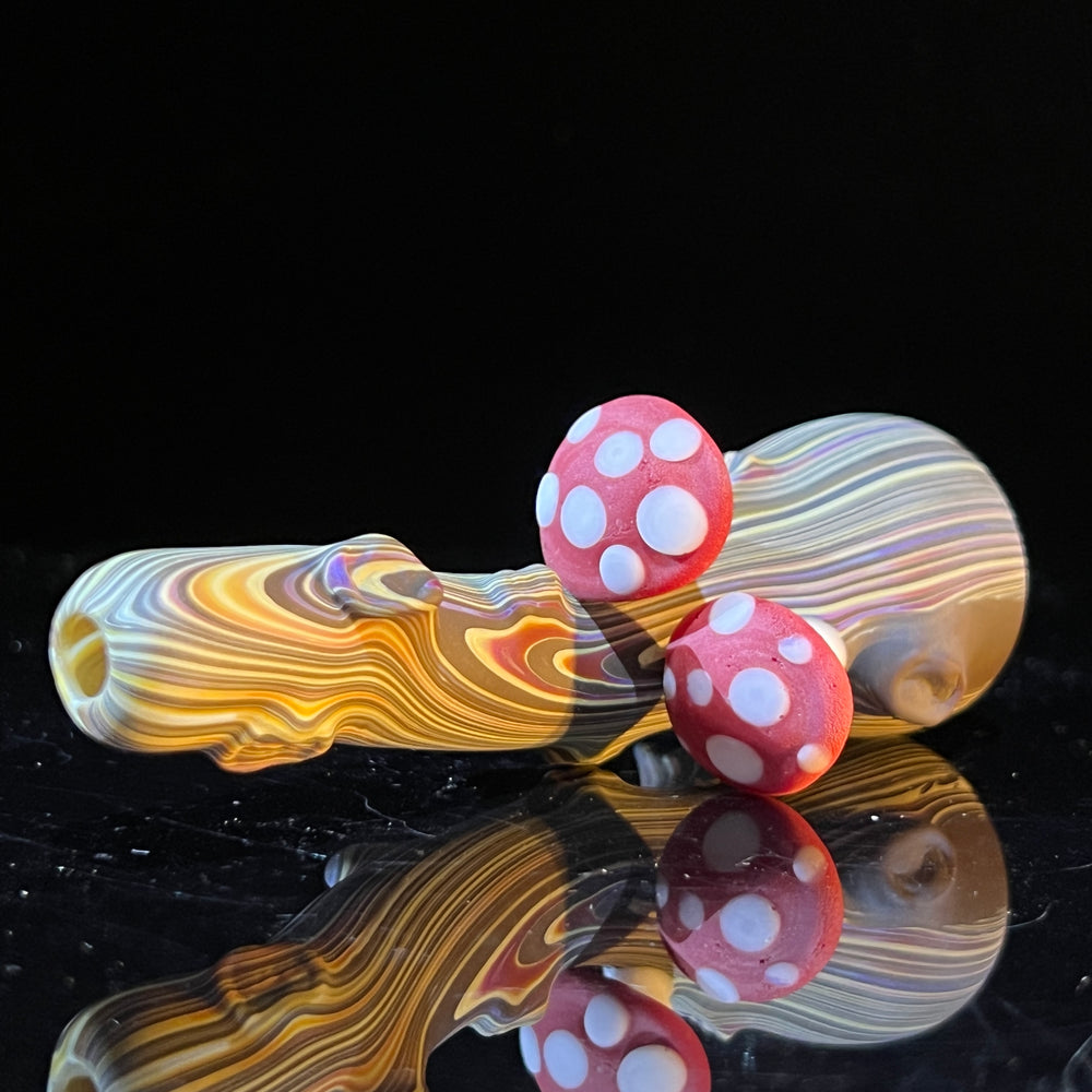 Woodgrain Mushroom Chillum Glass Pipe Wazoo Glass   