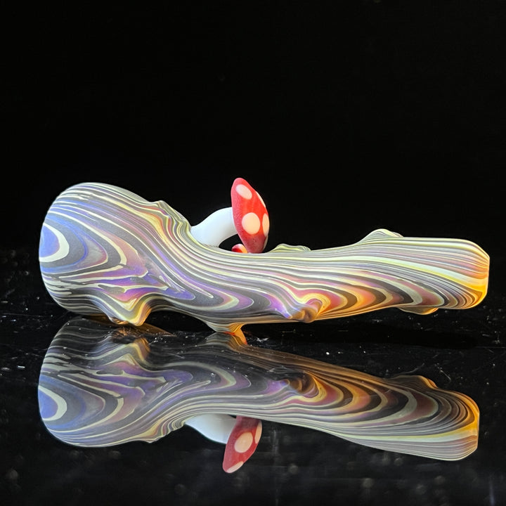 Wood Grain Mushroom Chillum Glass Pipe Wazoo Glass   