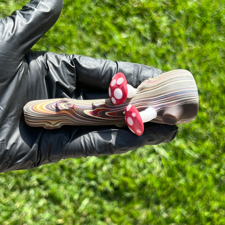 Wood Grain Mushroom Chillum Glass Pipe Wazoo Glass   