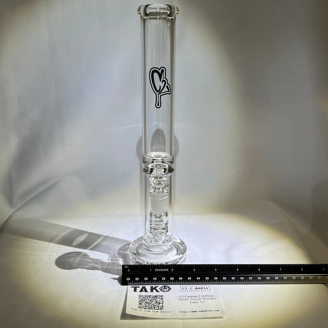 38mm Single Ratchet Tube 12" Glass Pipe C2 Custom Creations   
