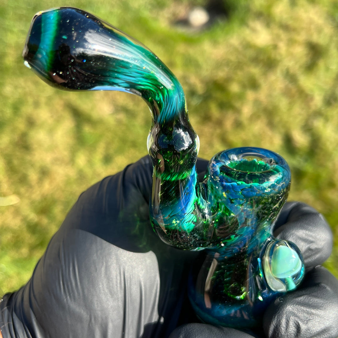 Experimental Jade Mushroom Magic Standup Sherlock Bubbler Glass Pipe Beezy Glass   