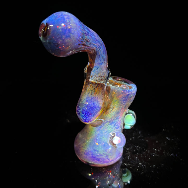 Purple Magic Mushroom Opal Standup Sherlock Bubbler Glass Pipe Beezy Glass   