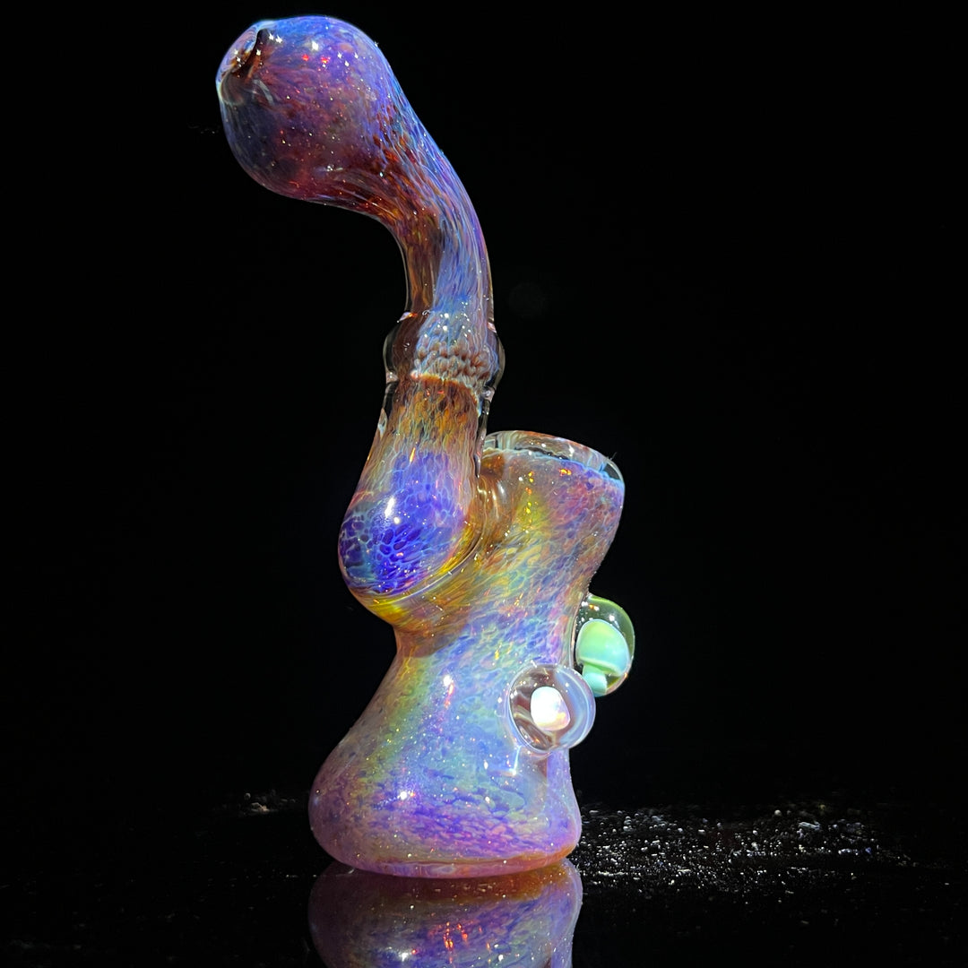 Purple Magic Mushroom Opal Standup Sherlock Bubbler Glass Pipe Beezy Glass   