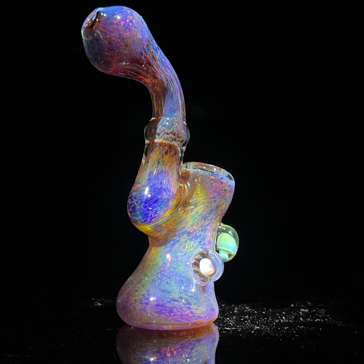 Purple Magic Mushroom Opal Standup Sherlock Bubbler Glass Pipe Beezy Glass   