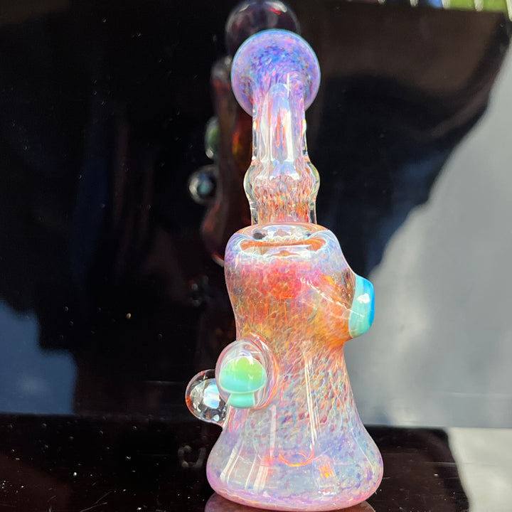 Purple Magic Mushroom Opal Standup Sherlock Bubbler Glass Pipe Beezy Glass   