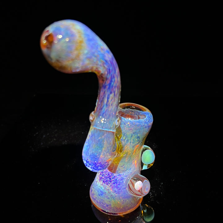 Purple Magic Mushroom Opal Standup Sherlock Bubbler Glass Pipe Beezy Glass   