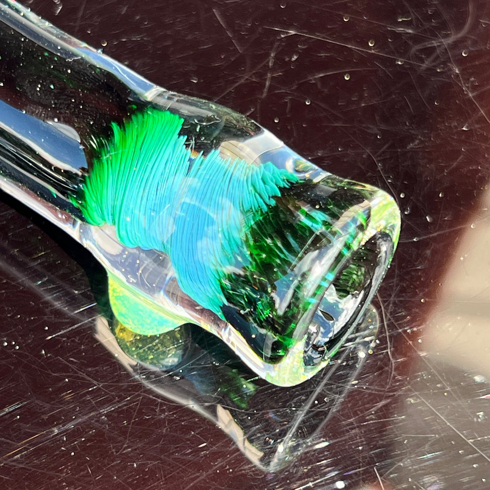 Thick Exp Green Chillum Glass Pipe Chuck Glass   