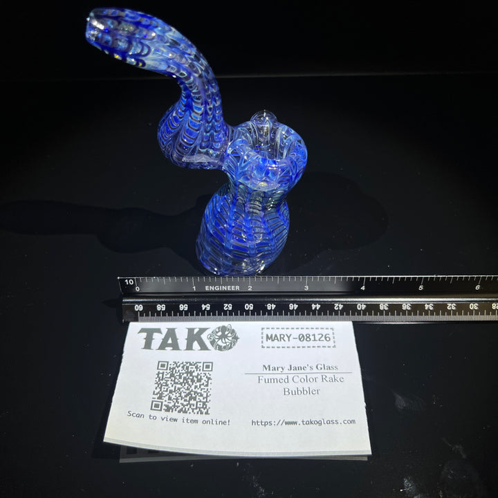 Fumed Color Rake Bubbler Glass Pipe Mary Jane's Glass