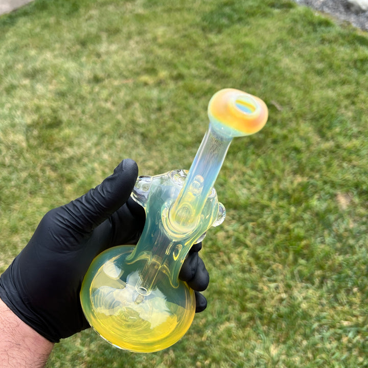 Silver Fume Stand-up Sherlock Bubbler Glass Pipe Tako Glass   