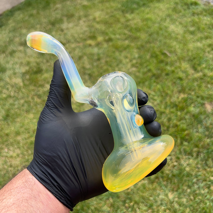 Silver Fume Stand-up Sherlock Bubbler Glass Pipe Tako Glass   