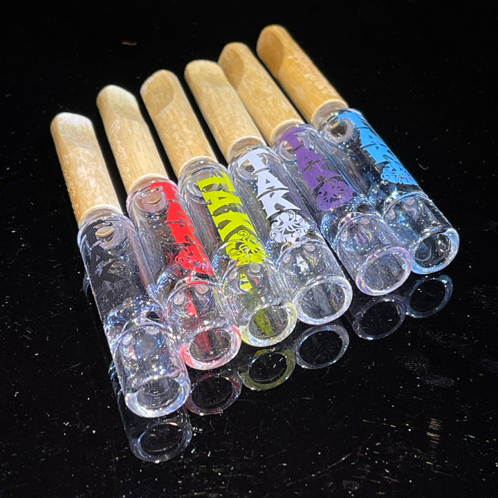 Tako Logo Wood Tipped Oneie Glass Pipe TG   