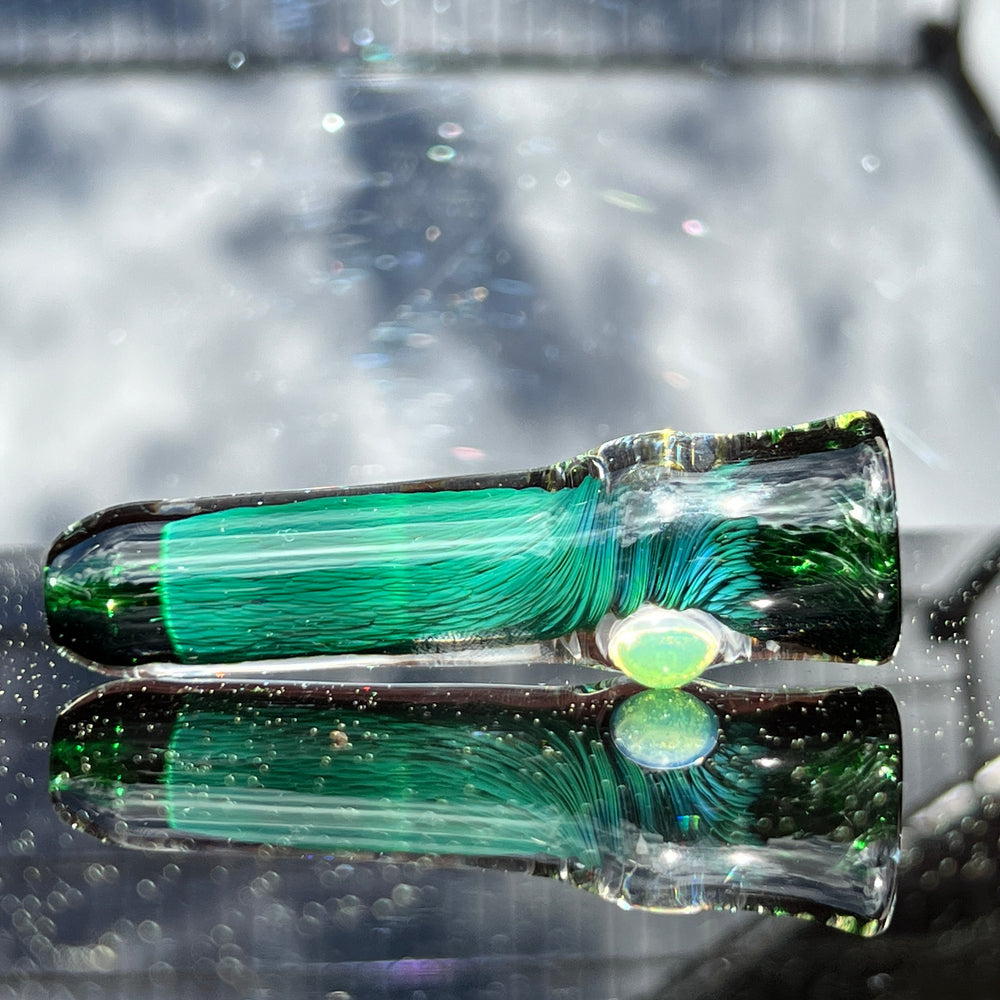 Thick Exp Green Chillum Glass Pipe Chuck Glass   