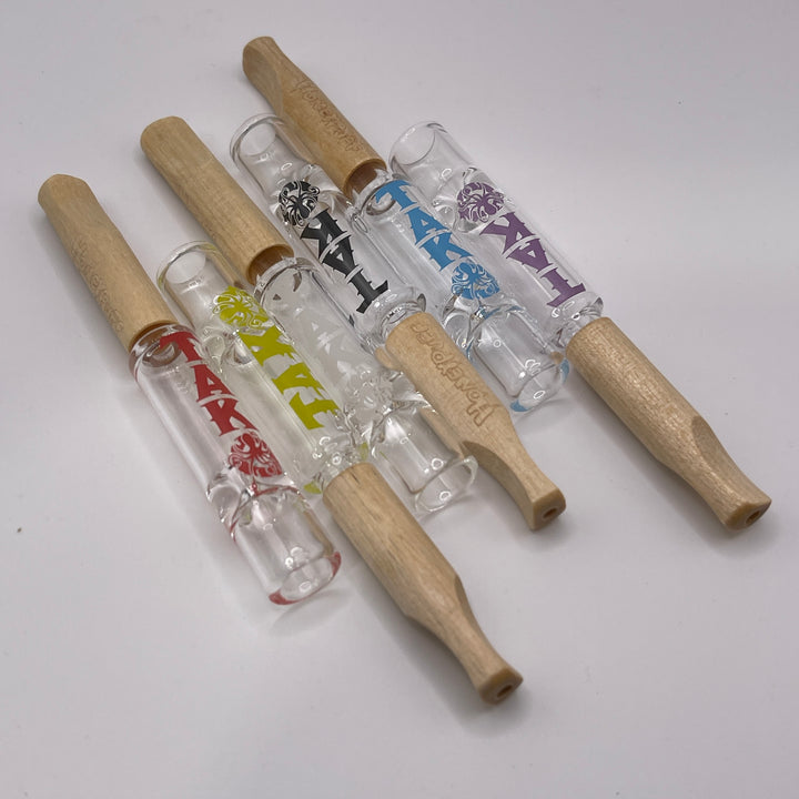 Tako Logo Wood Tipped Oneie Glass Pipe TG   