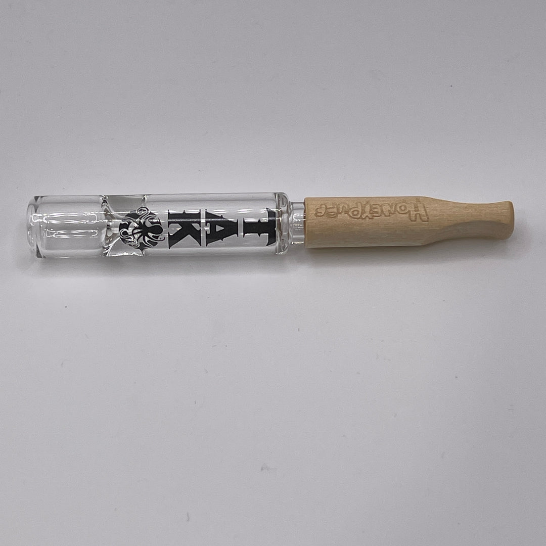 Tako Logo Wood Tipped Oneie Glass Pipe TG   