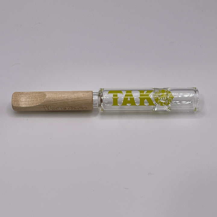 Tako Logo Wood Tipped Oneie Glass Pipe TG   