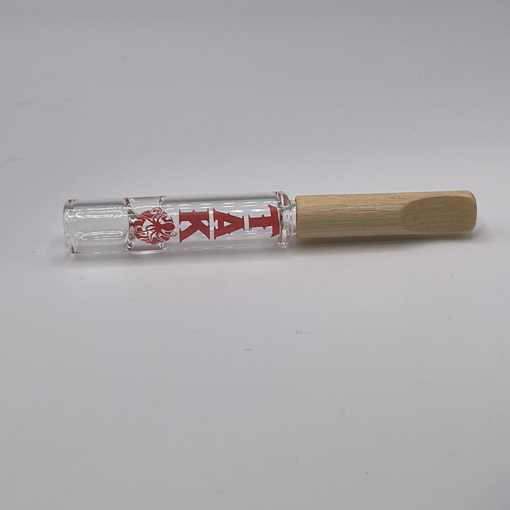 Tako Logo Wood Tipped Oneie Glass Pipe TG   