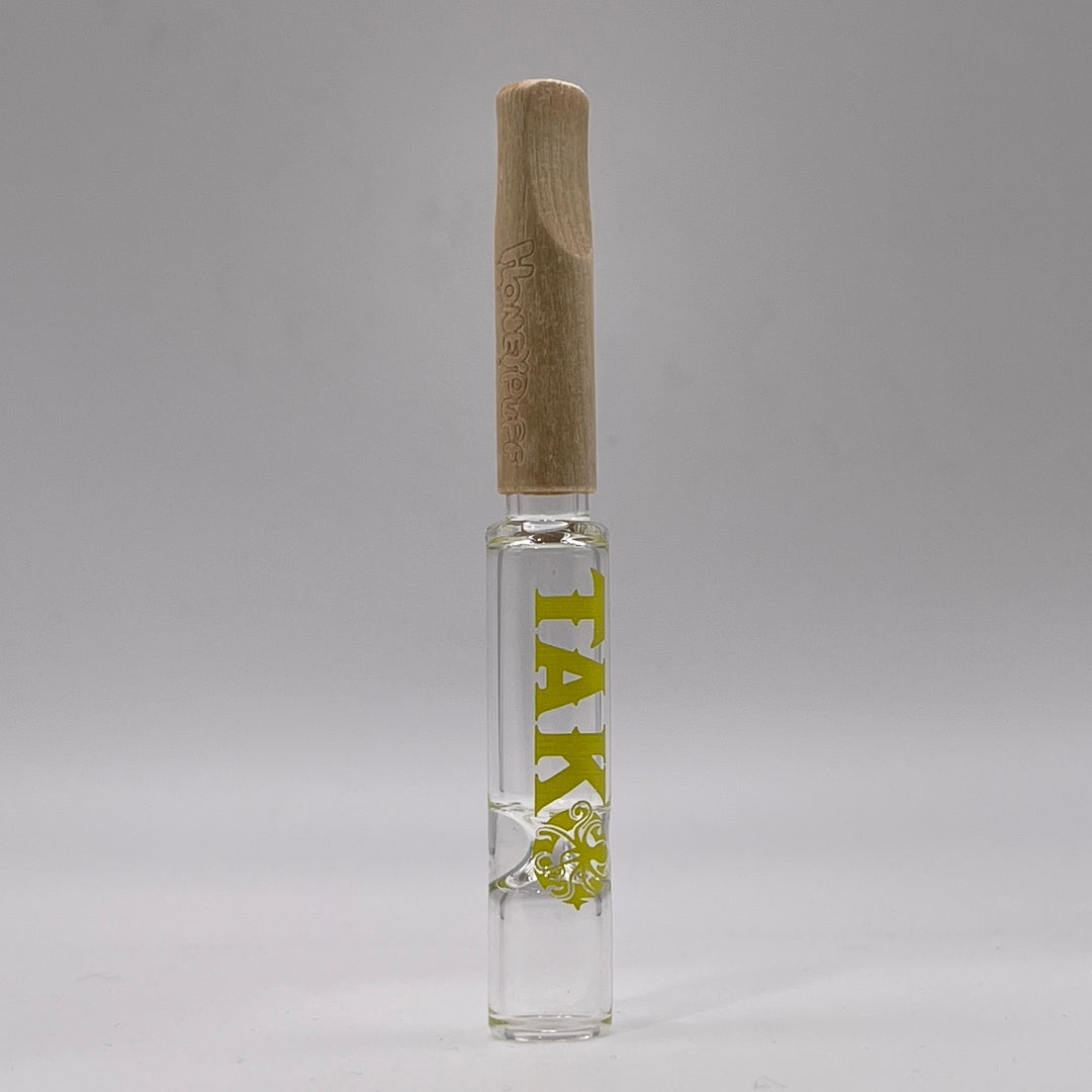 Tako Logo Wood Tipped Oneie Glass Pipe TG   