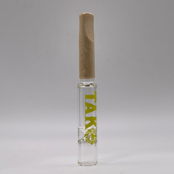 Tako Logo Wood Tipped Oneie Glass Pipe TG   