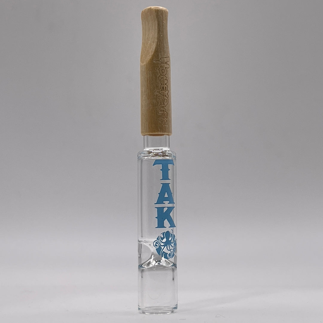 Tako Logo Wood Tipped Oneie Glass Pipe TG   