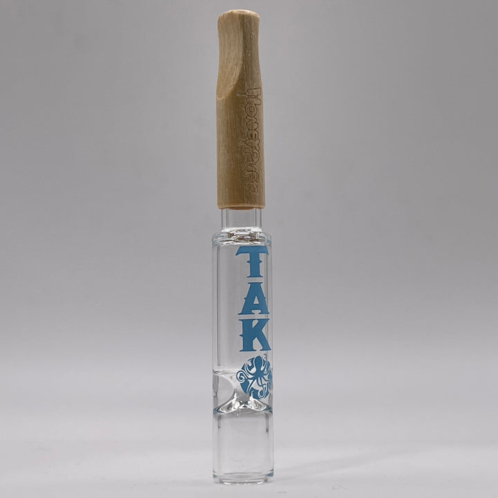 Tako Logo Wood Tipped Oneie Glass Pipe TG Blue  