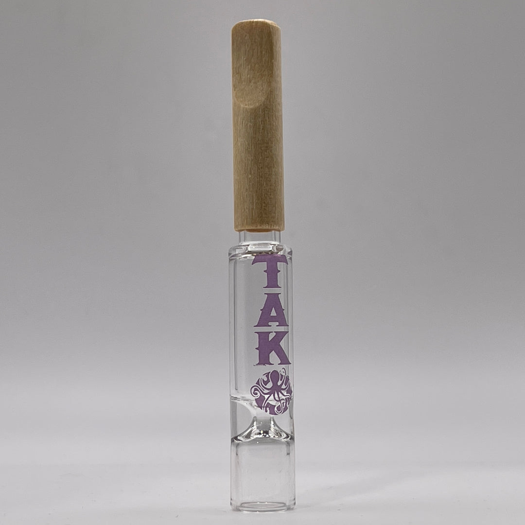 Tako Logo Wood Tipped Oneie Glass Pipe TG   