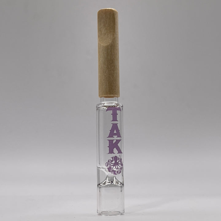 Tako Logo Wood Tipped Oneie Glass Pipe TG   