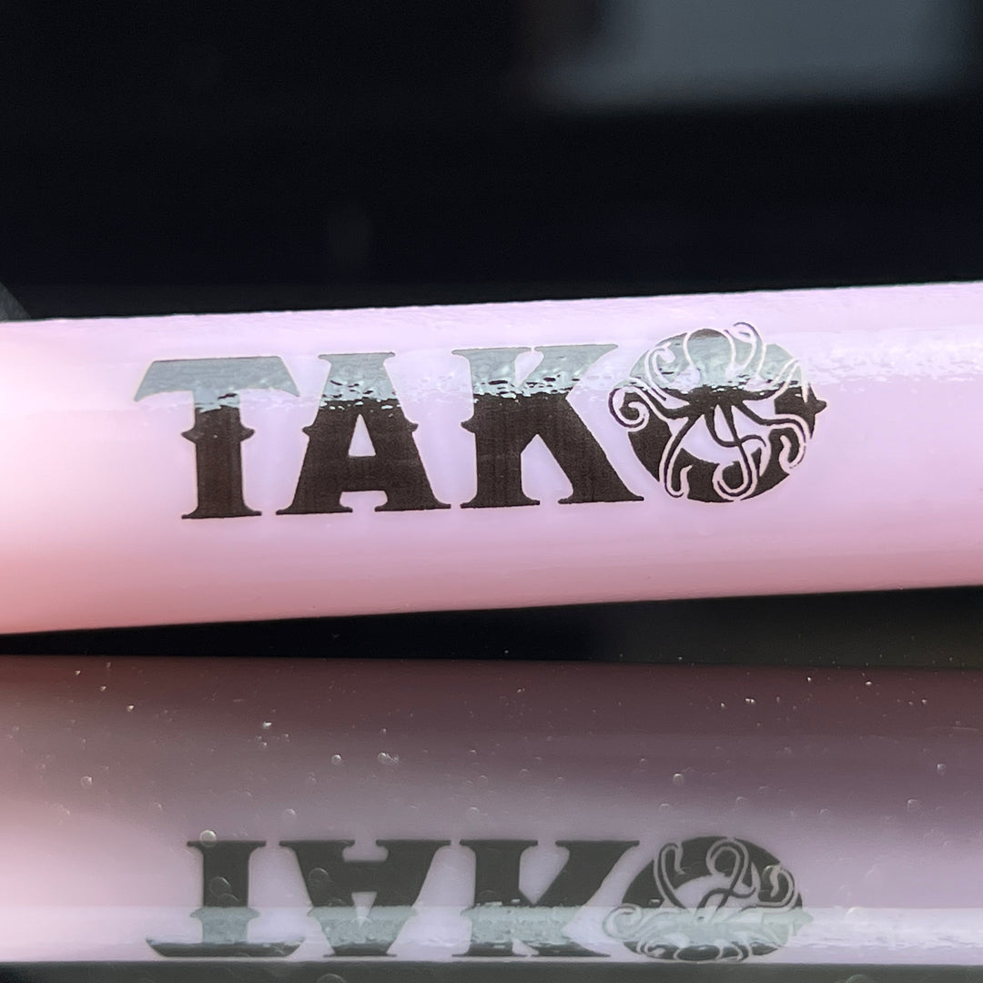 14mm Milky Pink Tako Logo Downstem Accessory Tako Glass Black 3"