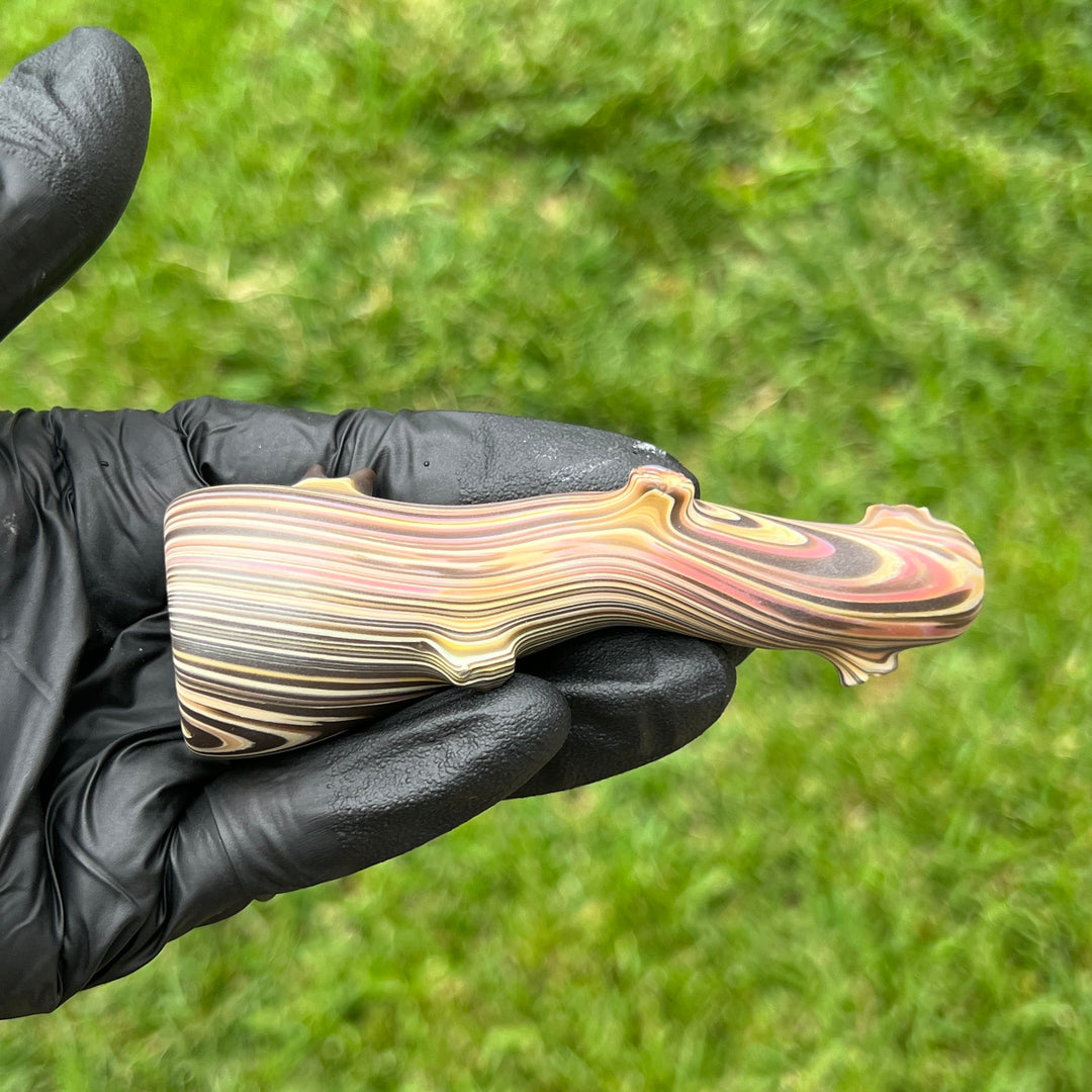 Wood Grain Chillum Glass Pipe Wazoo Glass   