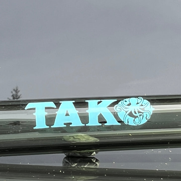 14mm Transparent Black Tako Logo Downstem Accessory Tako Glass Blue 4.5"
