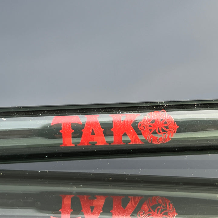 14mm Transparent Black Tako Logo Downstem Accessory Tako Glass Red 4.5"