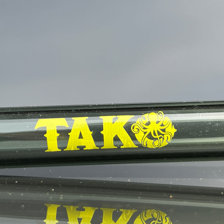 14mm Transparent Black Tako Logo Downstem Accessory Tako Glass Yellow 4.5"