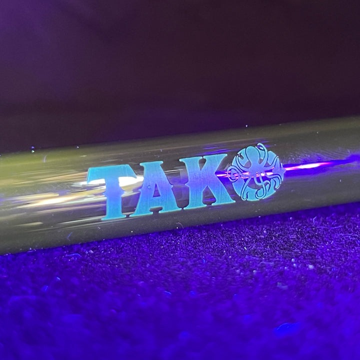 14mm Transparent Black Tako Logo Downstem Accessory Tako Glass Glow In the Dark 4.5"