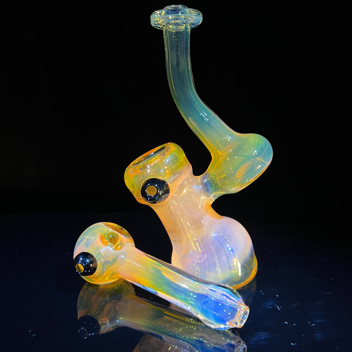 Gold Fume Sherlock Bubbler Combo Glass Pipe Cose Glass   