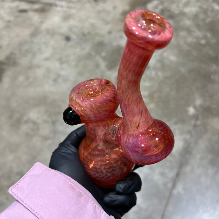 Guava Bubbler with Black Carb Glass Pipe Cose Glass   