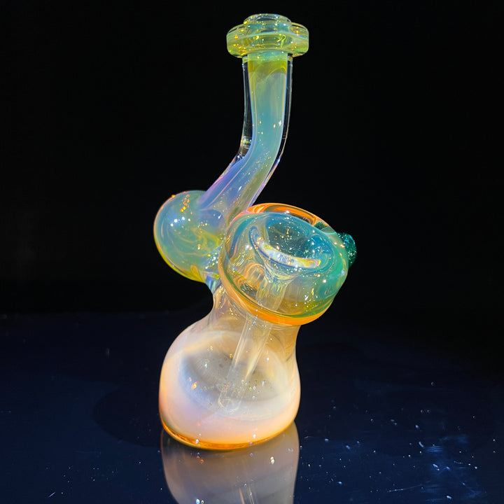 Gold Fume Bubbler with Green Carb Glass Pipe Cose Glass   