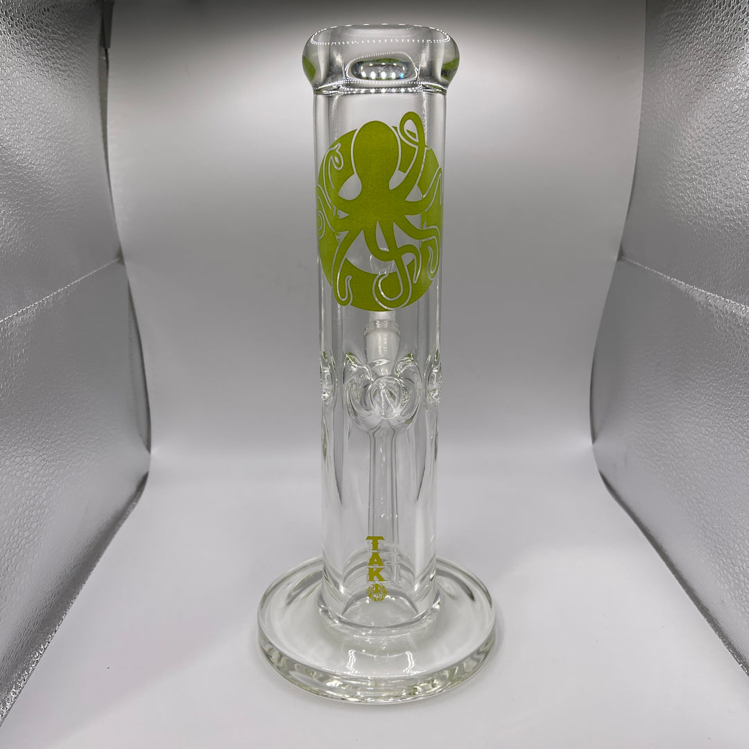 9 mm TAKO Label Straight Bong Green-10" Glass Pipe TG   